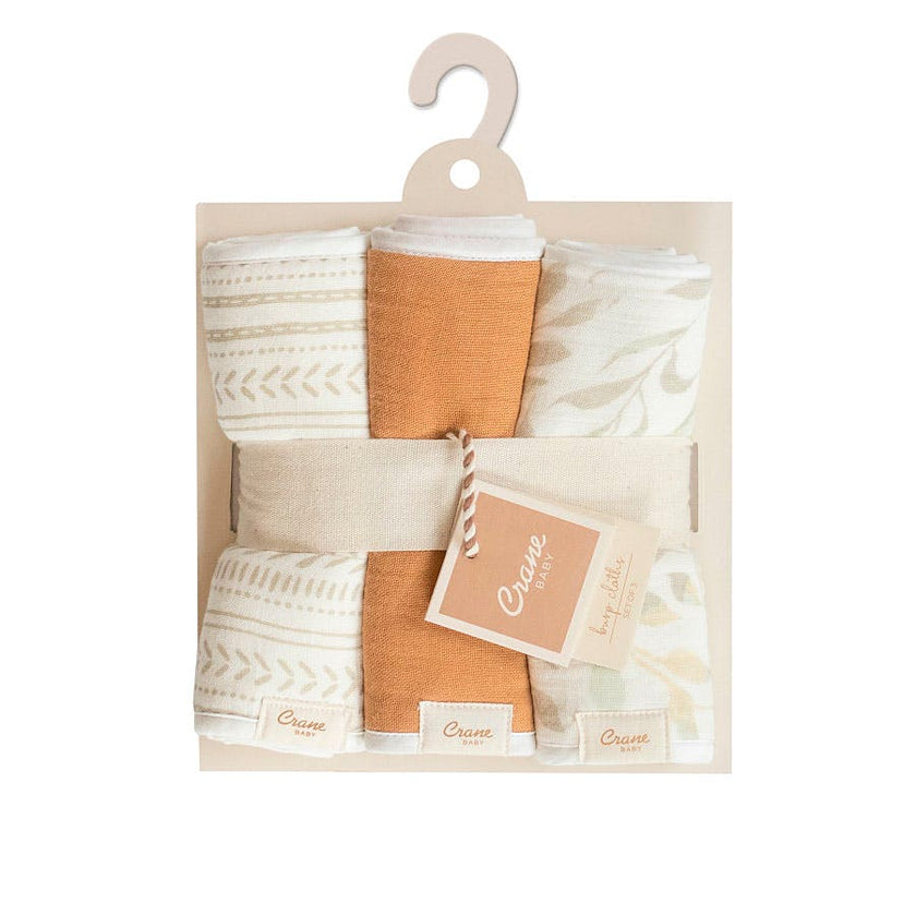 Willow Copper Leaf Cotton Burp Cloth (Set of 3)