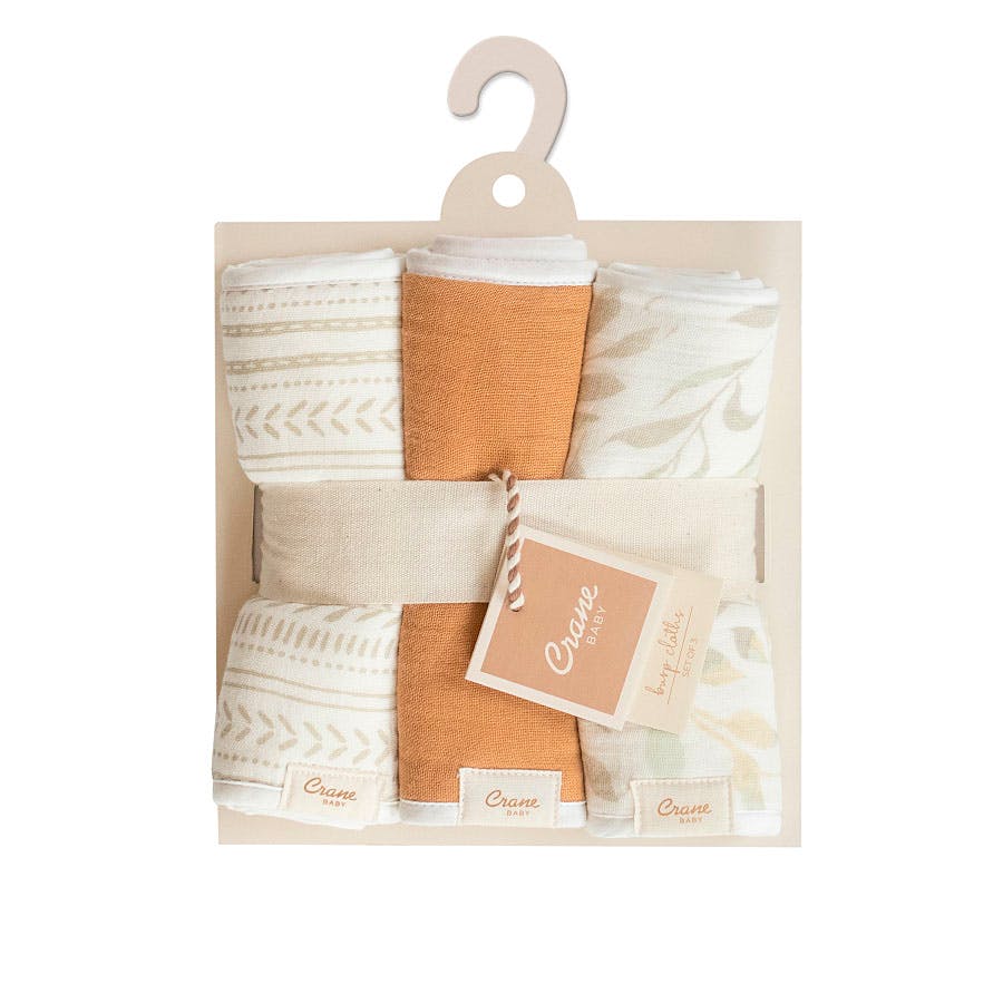Willow Copper Leaf Cotton Burp Cloth (Set of 3)