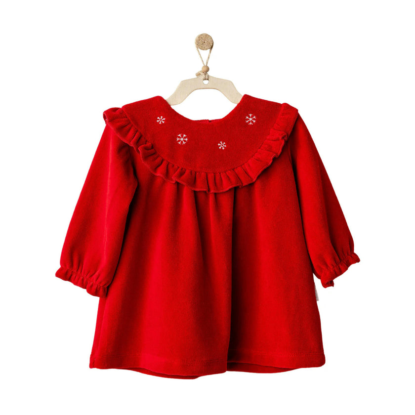 Red Holiday Velvet Smocked Dress