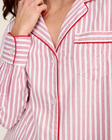 Women's Twill Pajama Set in Antique Red Ticking