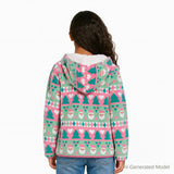 Tween (7-16) Girls Plush Hoodie | Holiday Fair Isle
