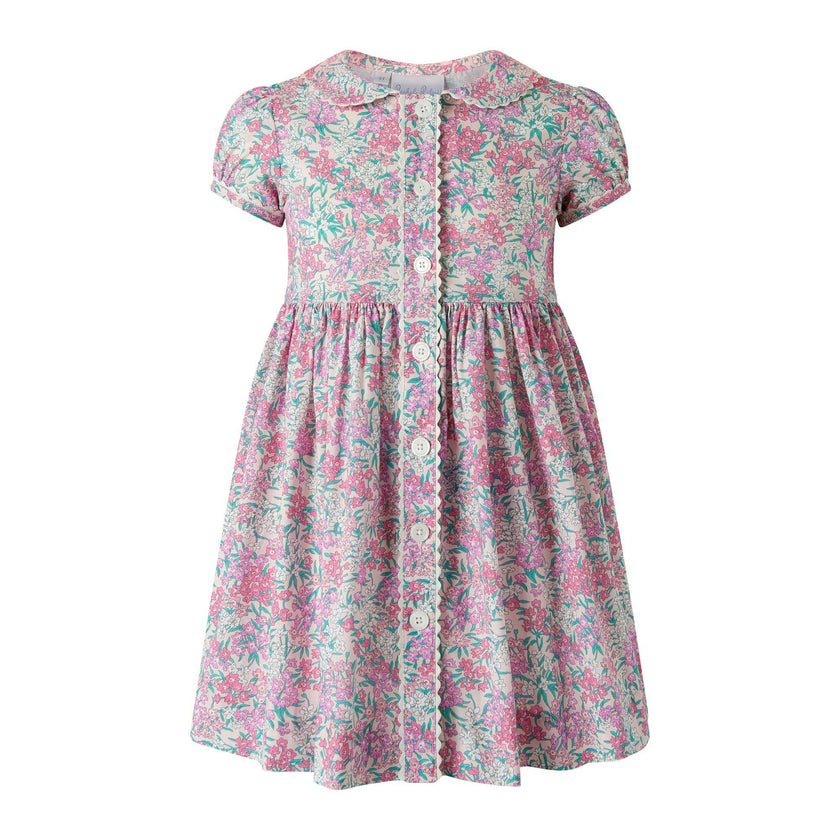 Pink Floral Button-Front Dress