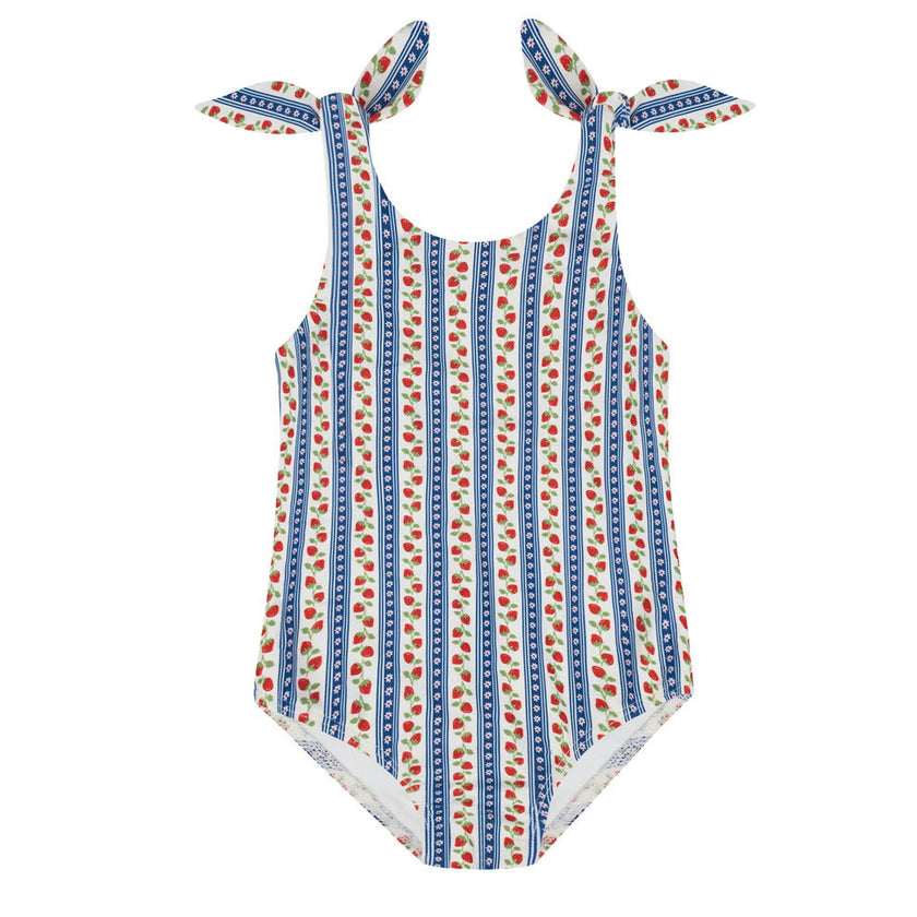 girls strawberry patch tie knot one piece