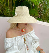Hollyhock Sun Hat - Vintage Red and White Embroidered Ribbon