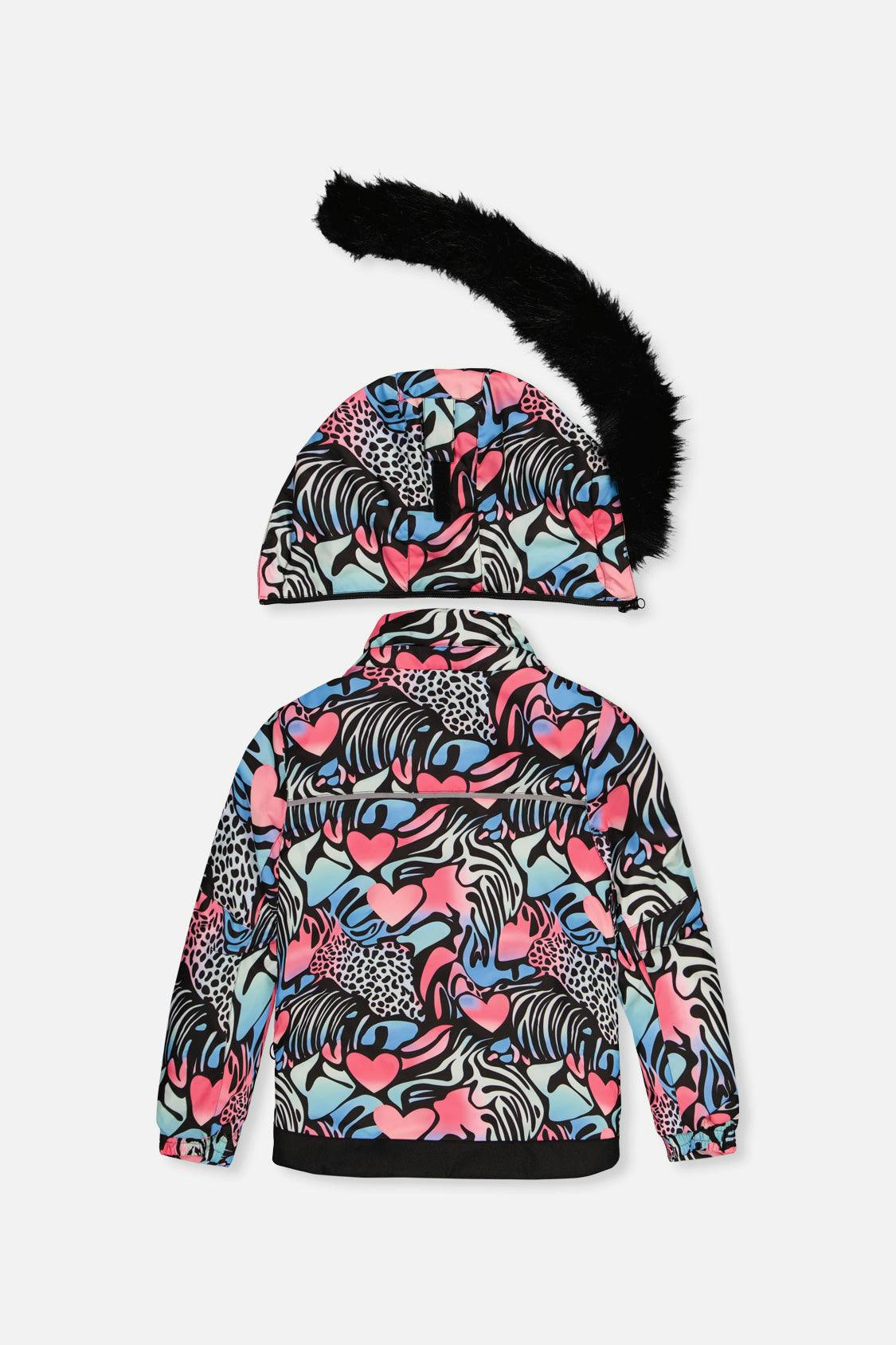 Two Piece Play Snowsuit Black Zebra Print With Pink Pants