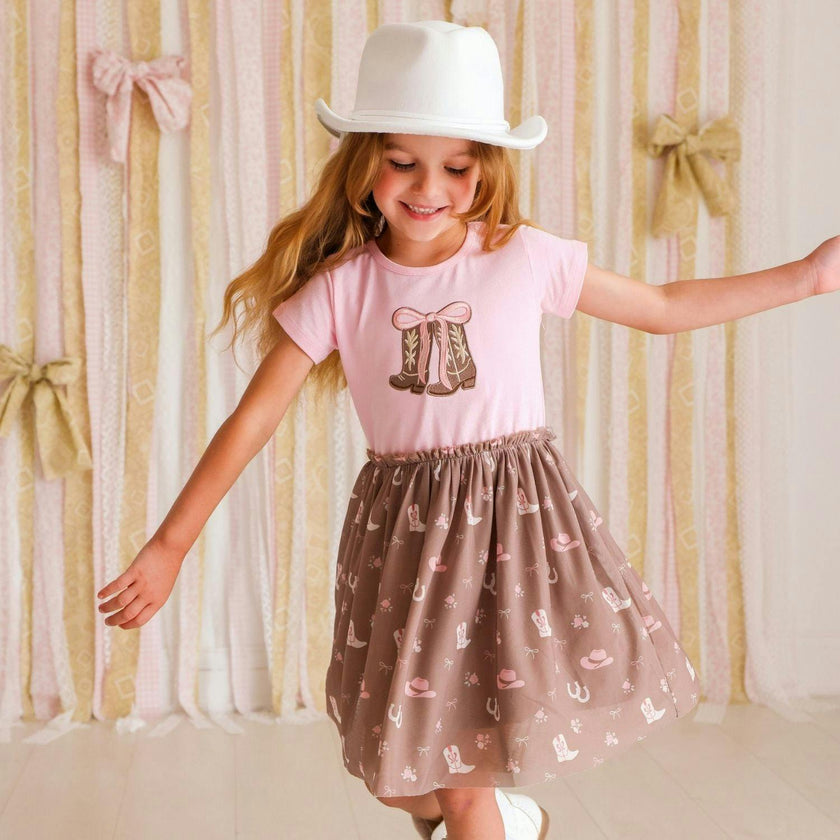 Howdy Darling Western Short Sleeve Tutu Dress