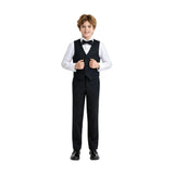 Black Serge Formal Vest & Bow Tie Suit Set