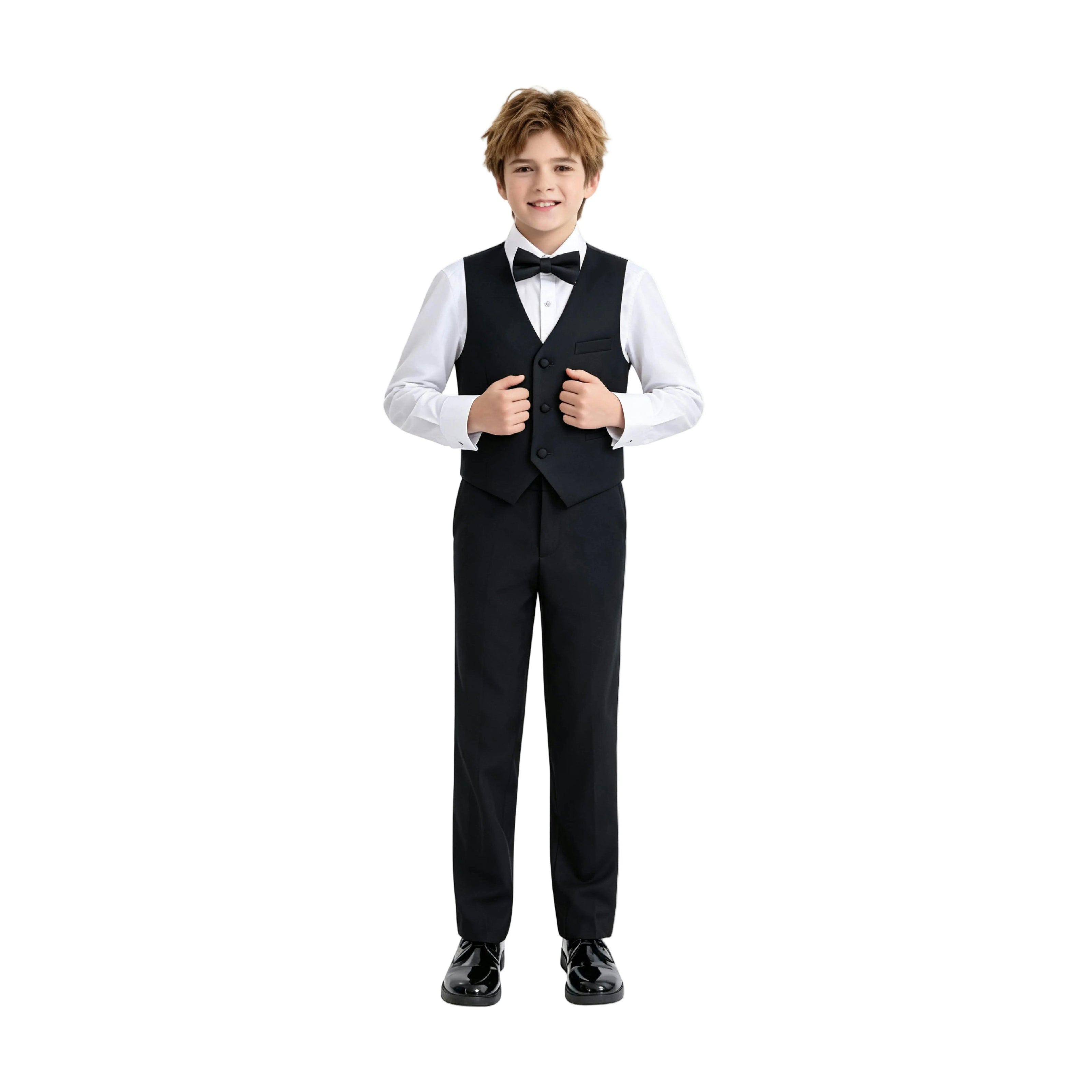 Black Serge Formal Vest & Bow Tie Suit Set
