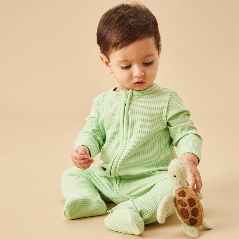 Ribbed Clever Zip Footed Baby Pajamas