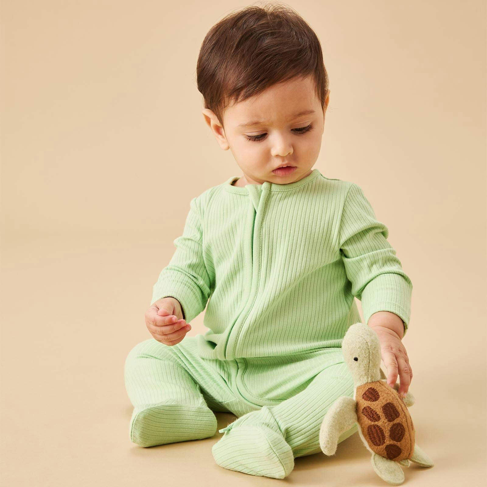 Ribbed Clever Zip Footed Baby Pajamas