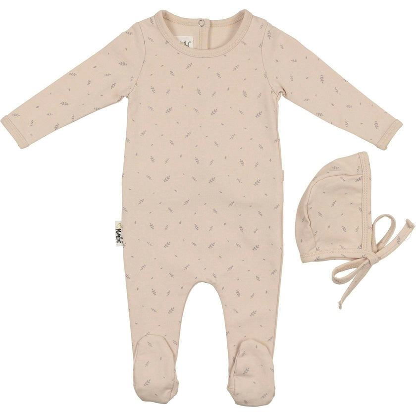Elegant Leaves Footie and Beanie Set