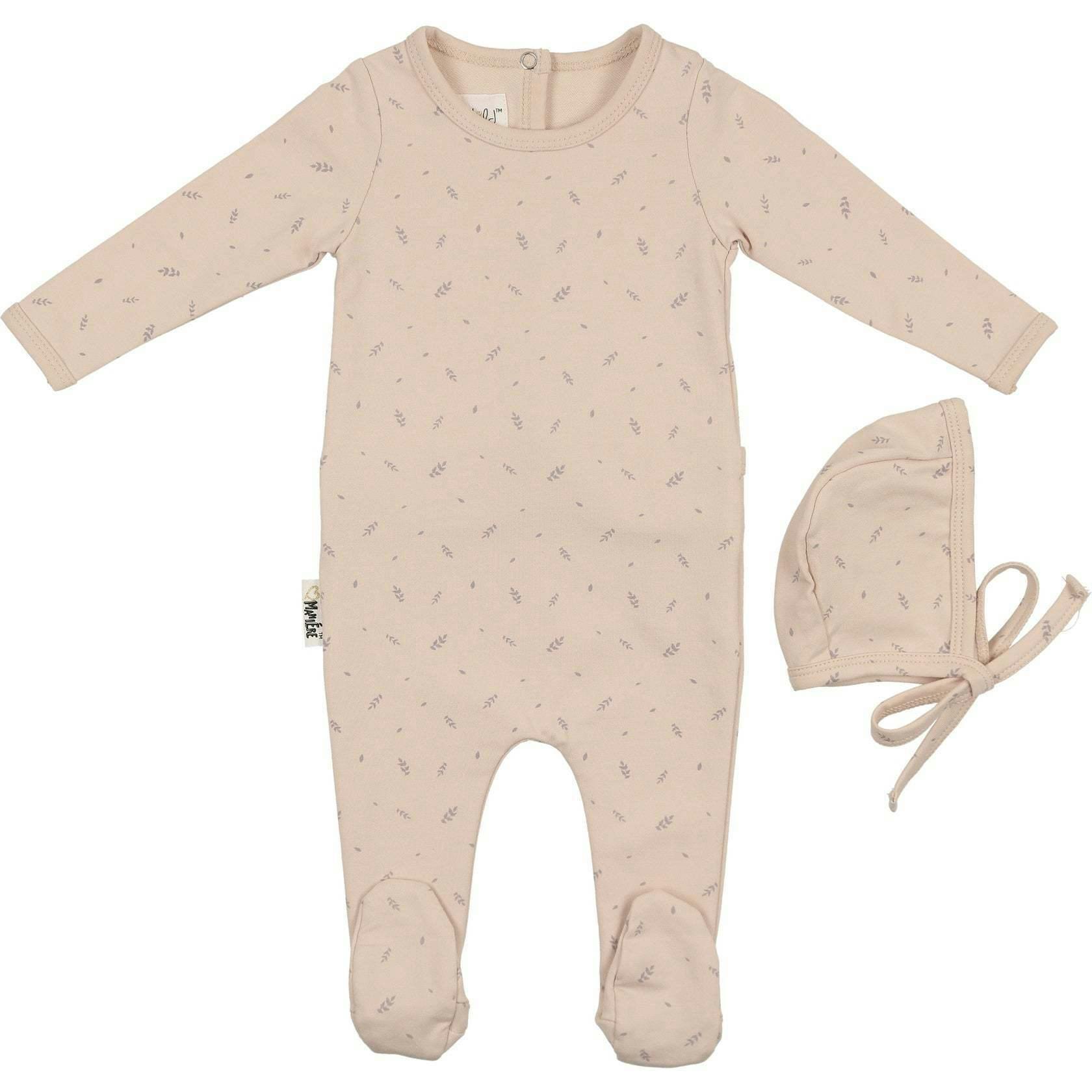 Elegant Leaves Footie and Beanie Set