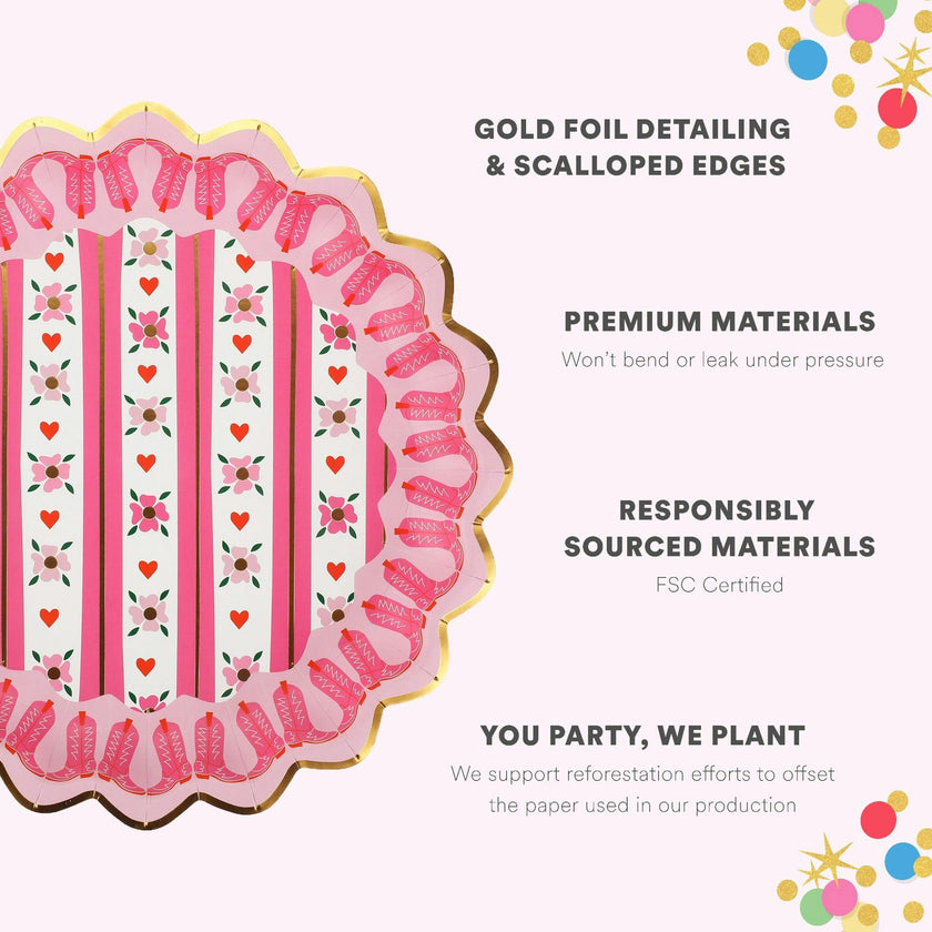 Boot Scoot Blooms Dinner Plates (10 count)