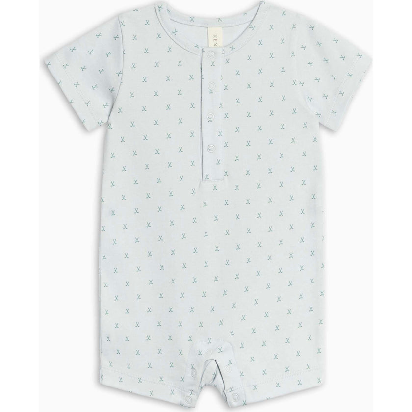 Mason Short Sleeve Romper - Tee Time / Powder + Laguna
