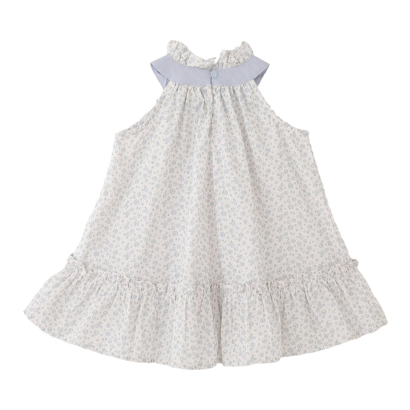Blue Floral Ruffle Dress