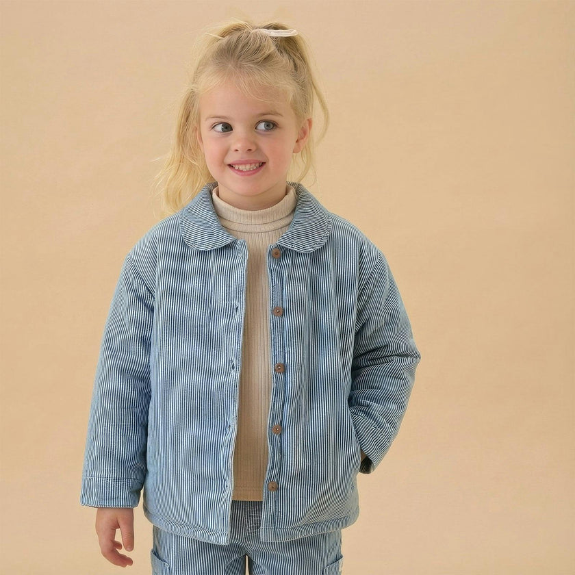 Striped Soft Padded Denim Jacket