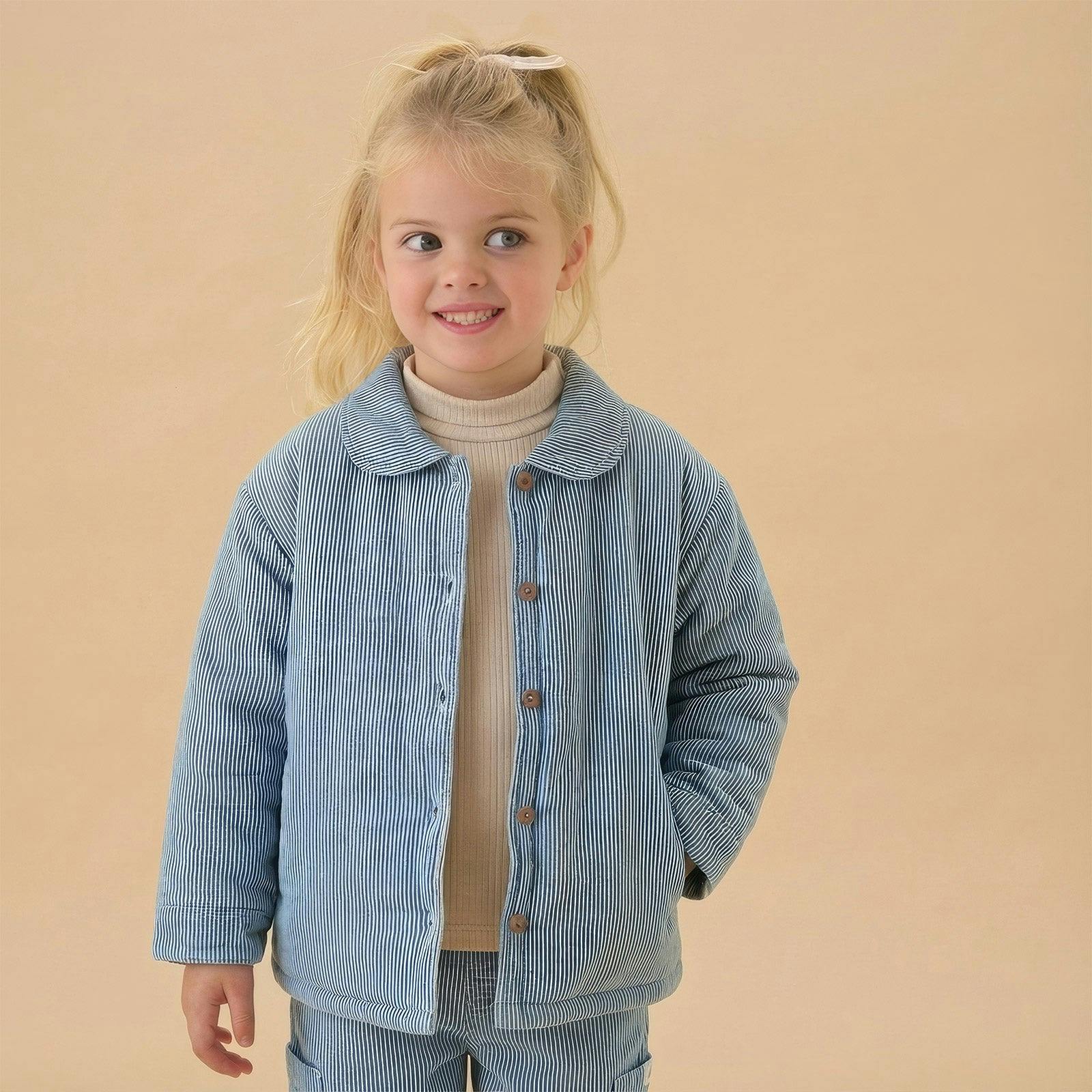 Striped Soft Padded Denim Jacket