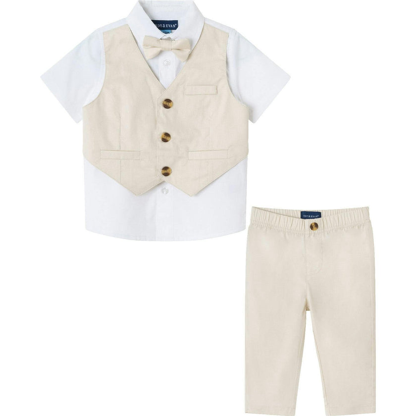 Infant 3-Piece Short Sleeve White Buttondown Shirt