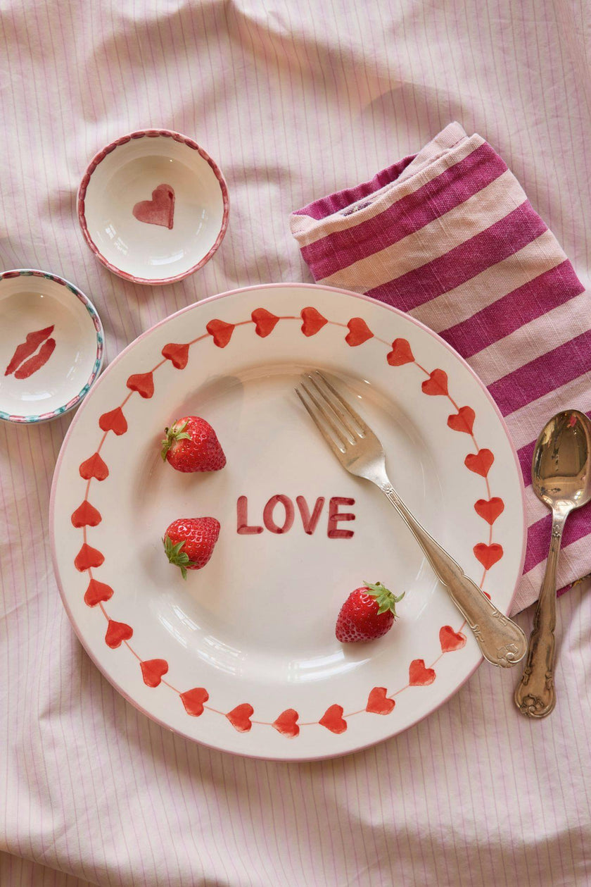 Ceramic Dinner Plate with Hand-painted LOVE