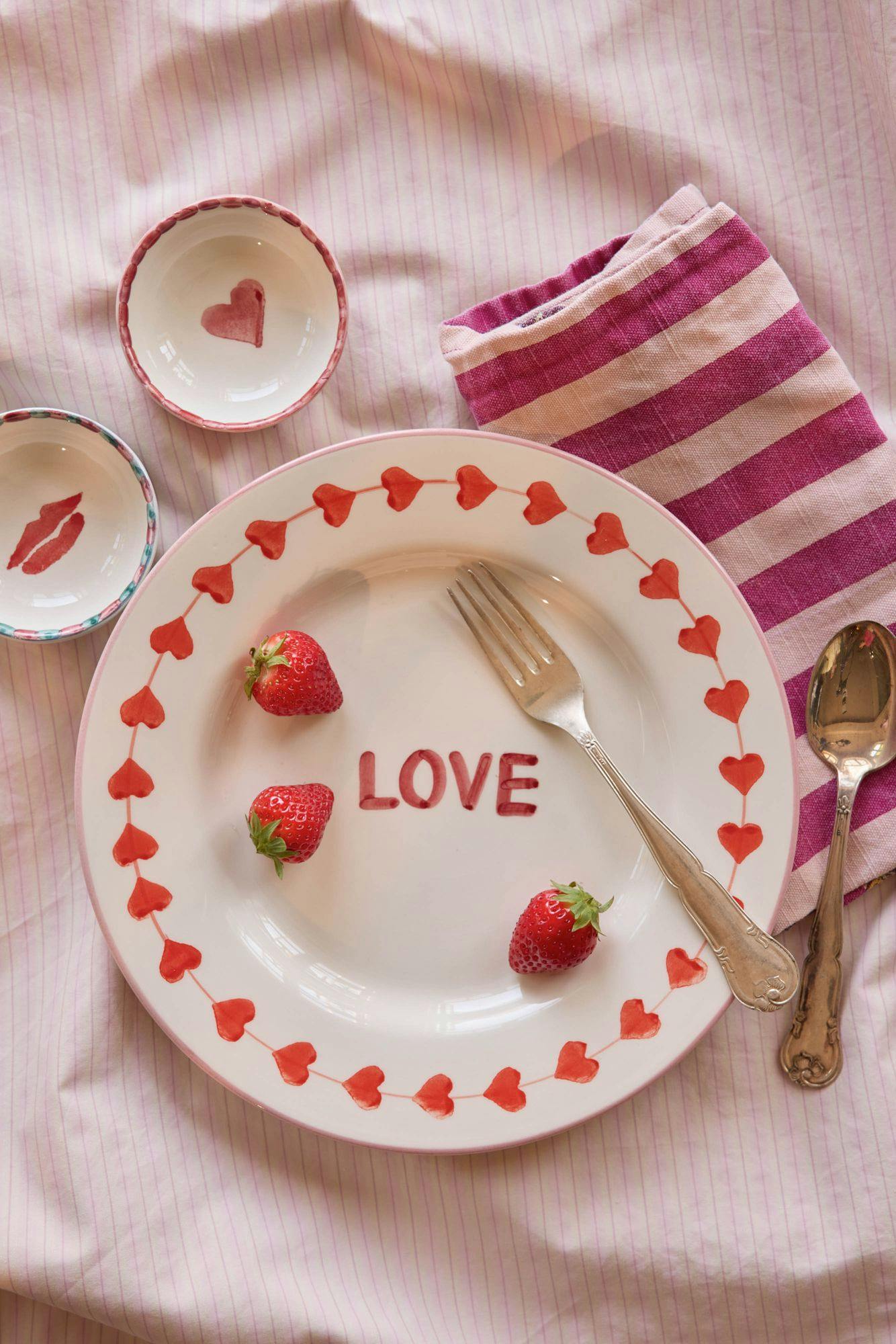 Ceramic Dinner Plate with Hand-painted LOVE