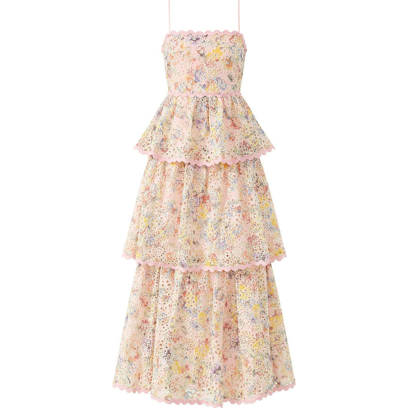 Alanna Frill Embroidered Maxi Dress (Women)