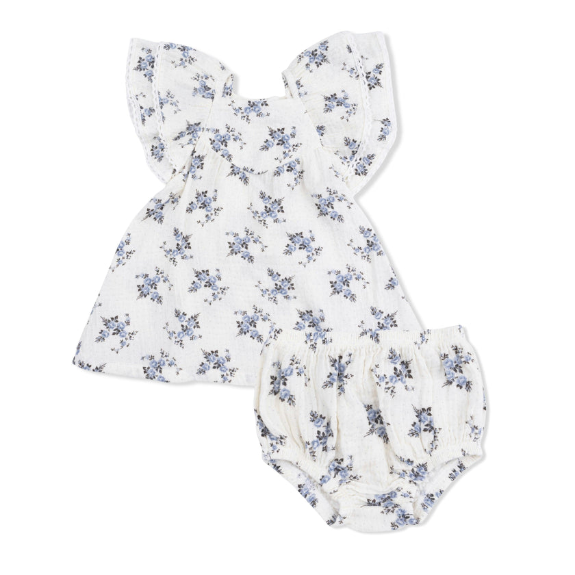Belle Rosette Dot - V-Neck Dress and Bloomer