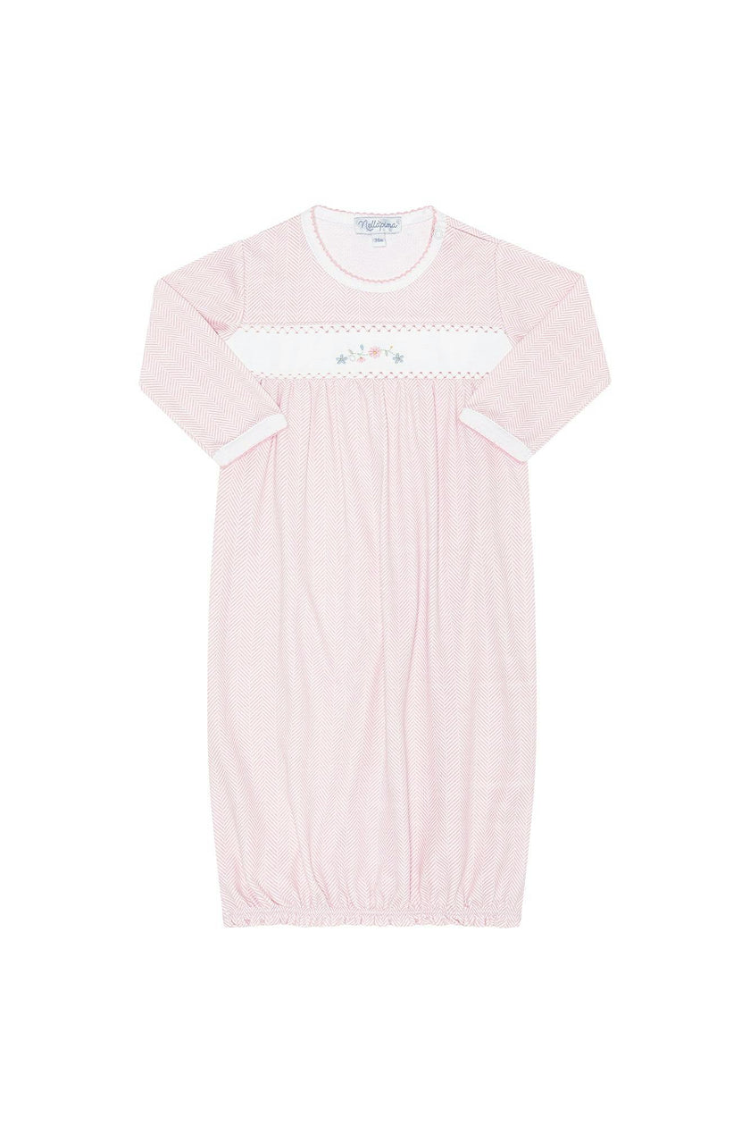 Pink Herringbone Embroidered Gown