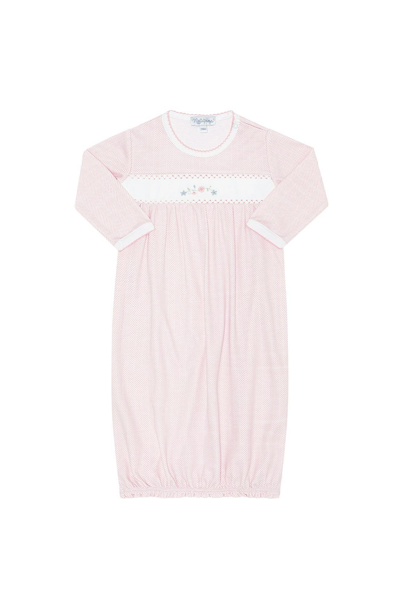 Pink Herringbone Embroidered Gown