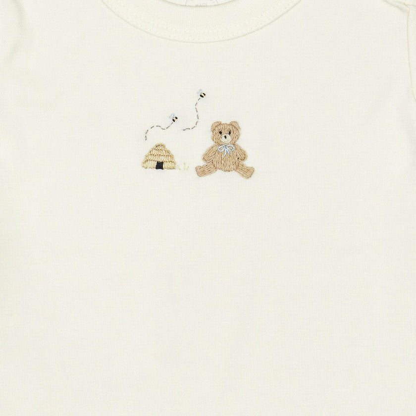 Pima Embroidered Pajama Set in Honey Bear