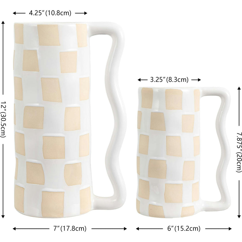 Anika Checkered Hndl Vase Set2