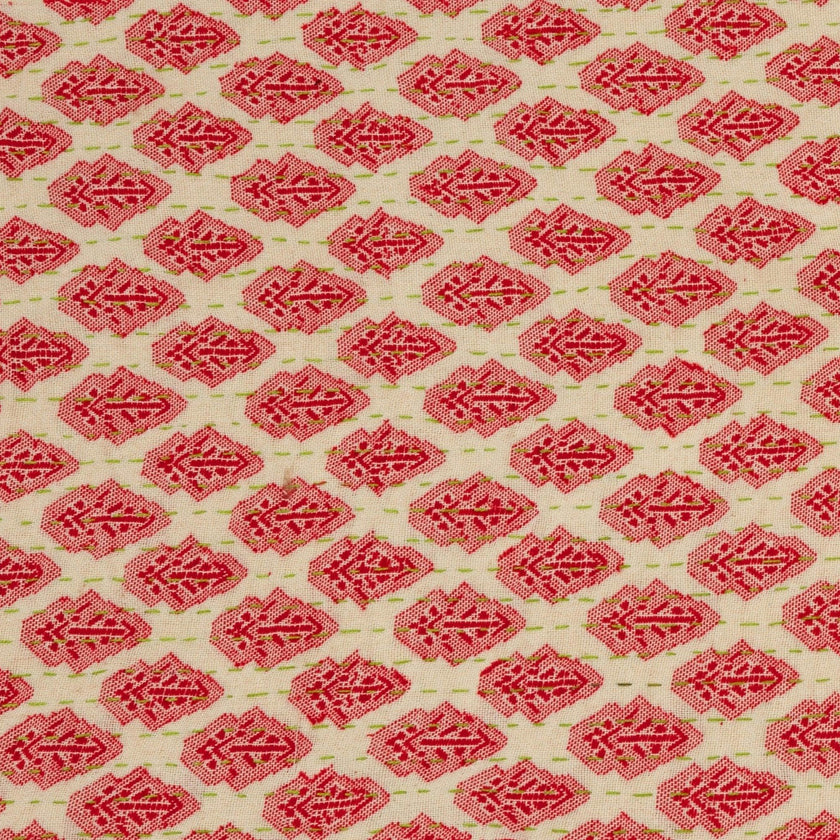 Artisan Hand Loomed Cotton Table Runner - Red Green Stitching - 18"x96" Arcadia Home
