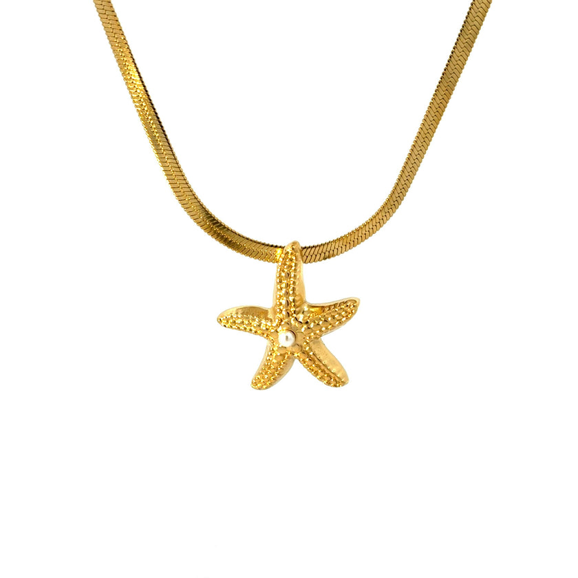 Golden Starfish Collar Necklace
