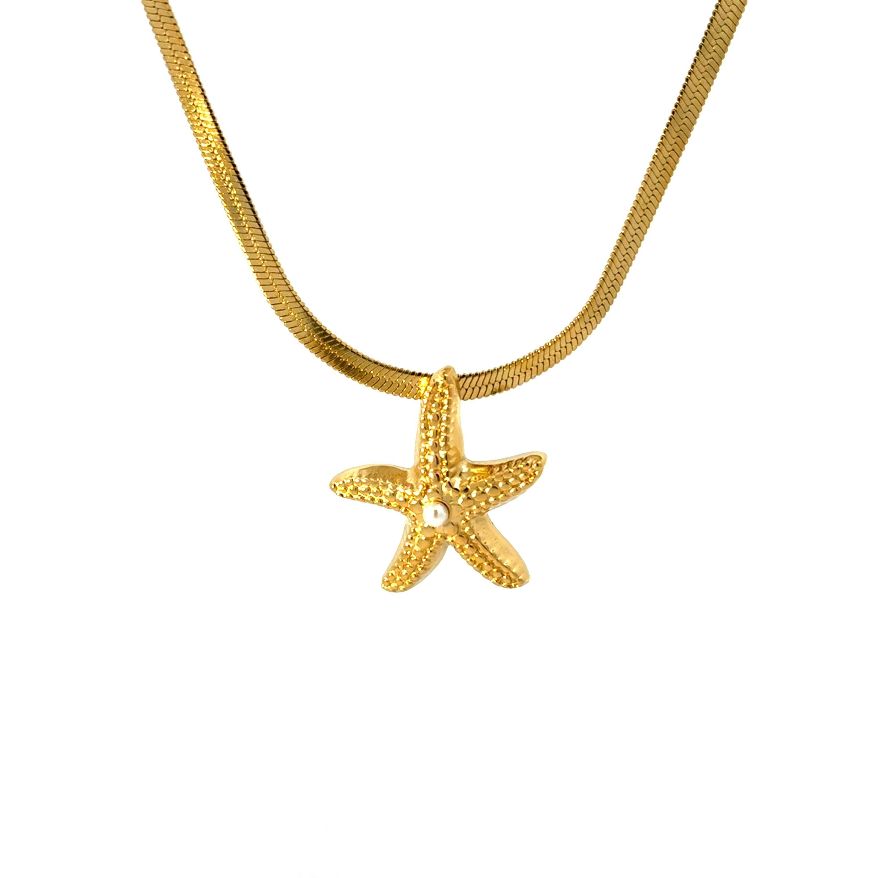 Golden Starfish Collar Necklace