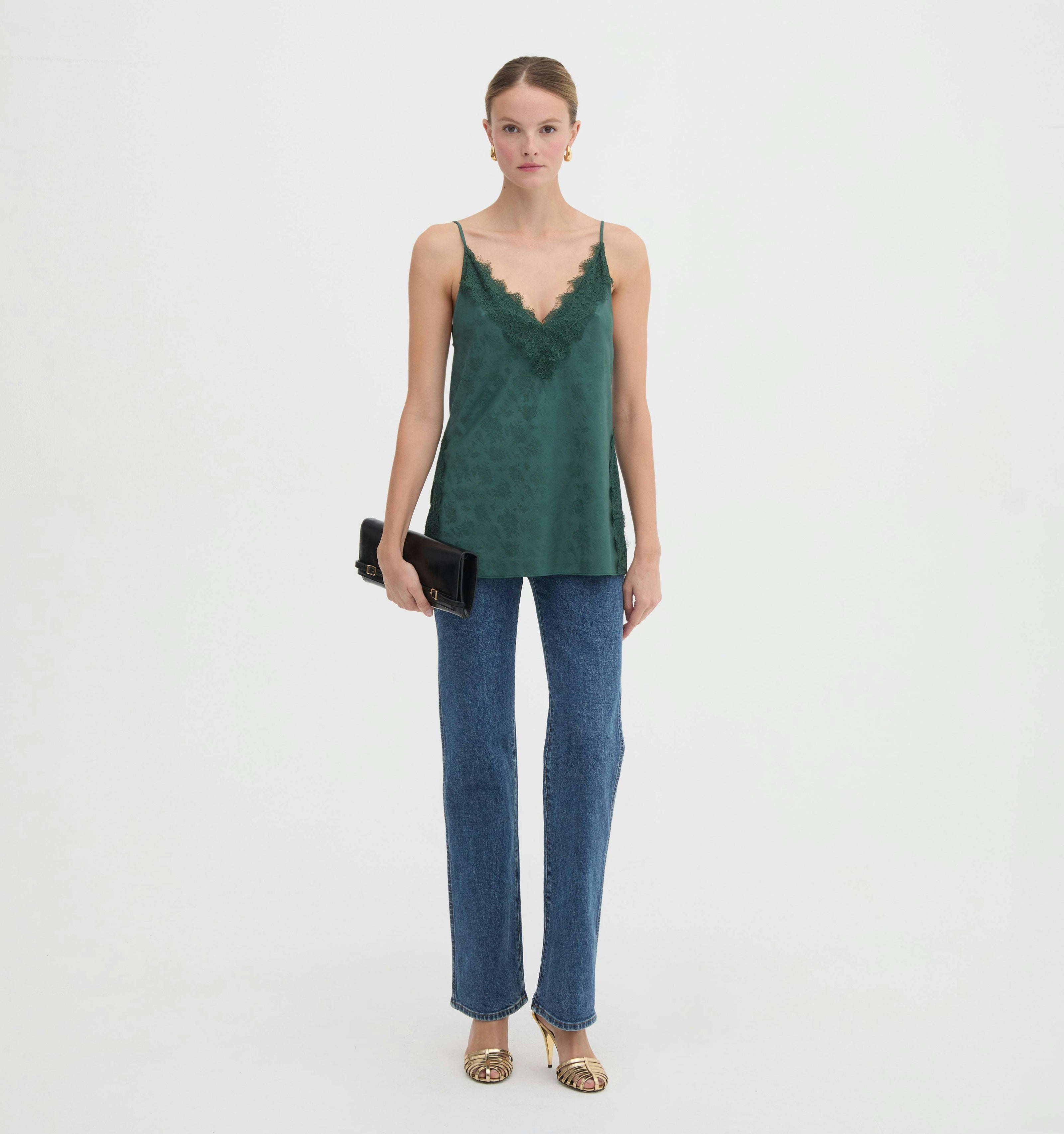 The Sylvane Top - Jadeite Floral Jacquard