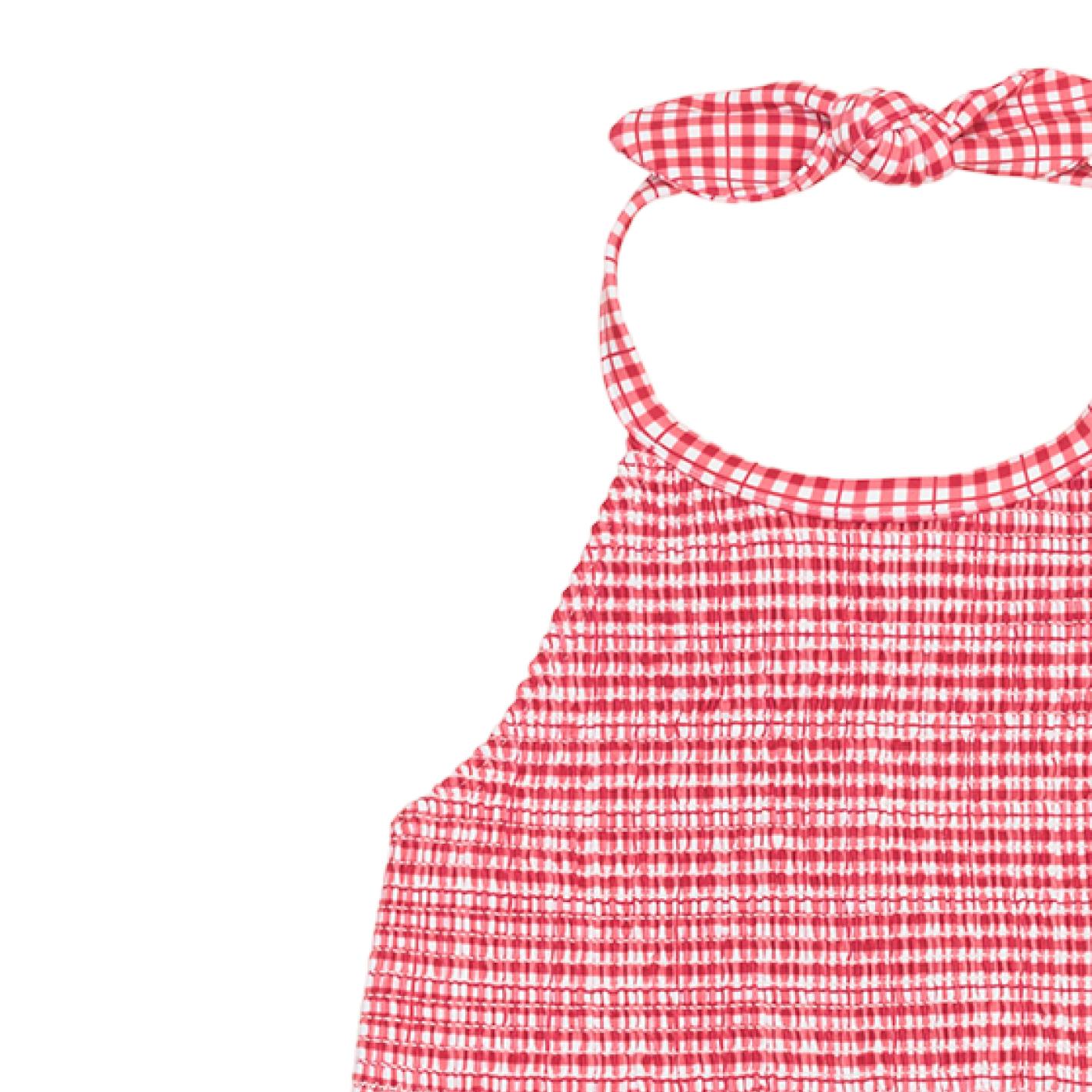 Girls Poppy Gingham Smocked Halter Bikini