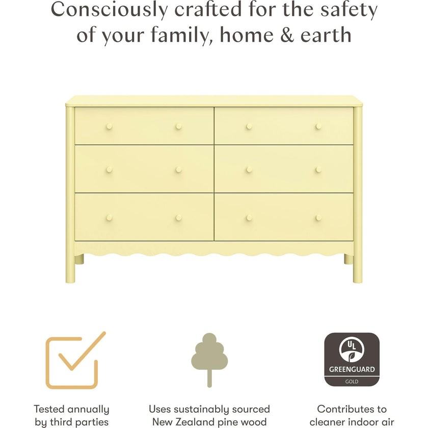 Swell 6-Drawer Assembled Dresser in Pale Yellow