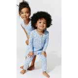 Milk and Cookies Blue Bamboo Convertible Footie