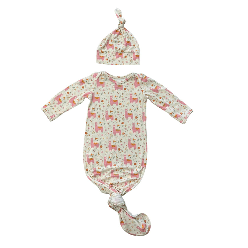 Knotted Sleeper Set in Llamas