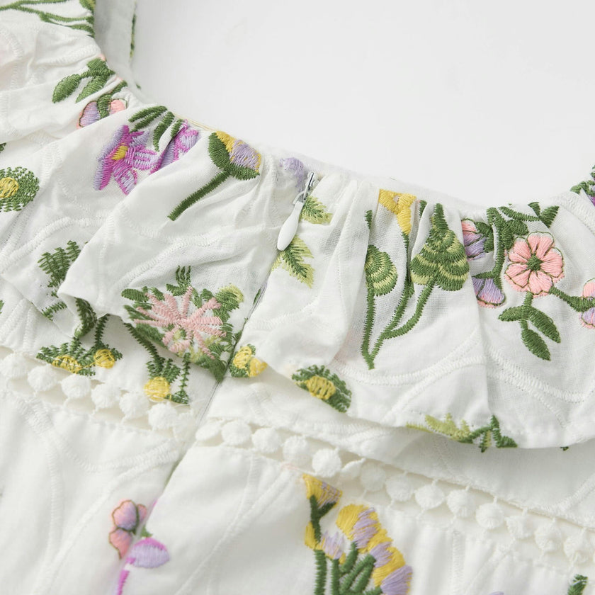 Emely Frill Embroidered Maxi Dress