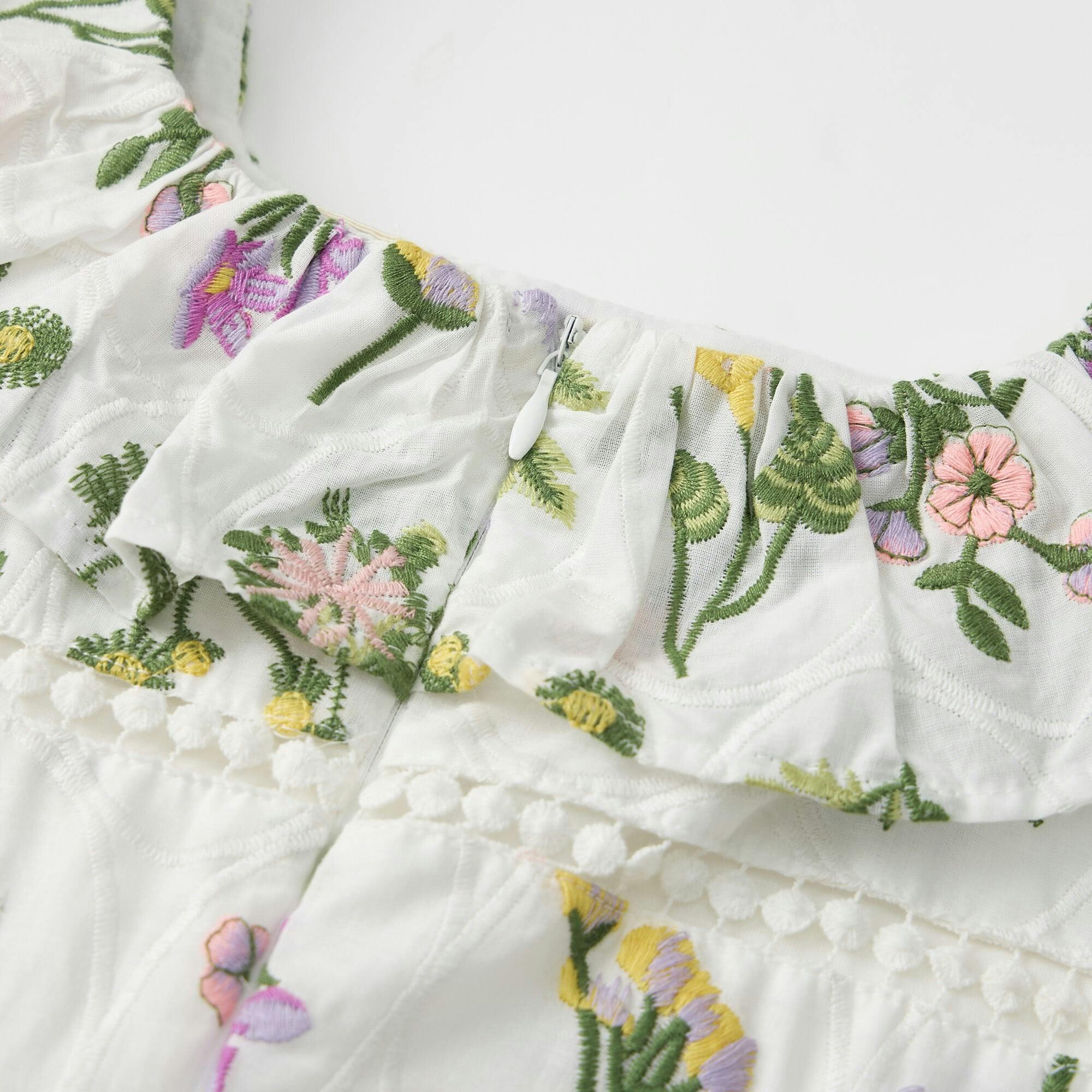 Emely Frill Embroidered Maxi Dress
