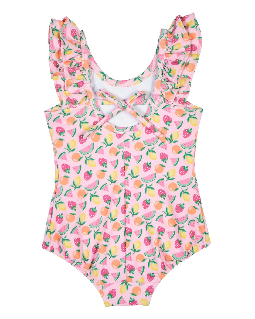 Fruit Print Swimsuit With Ruffles
