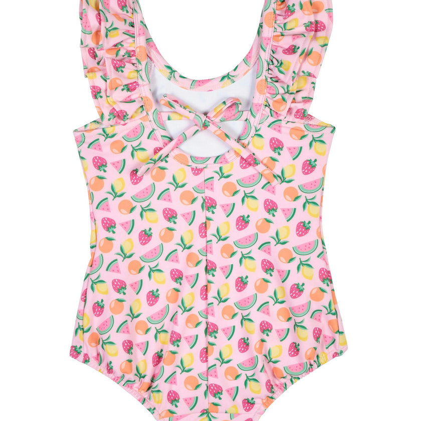 Fruit Print Swimsuit With Ruffles
