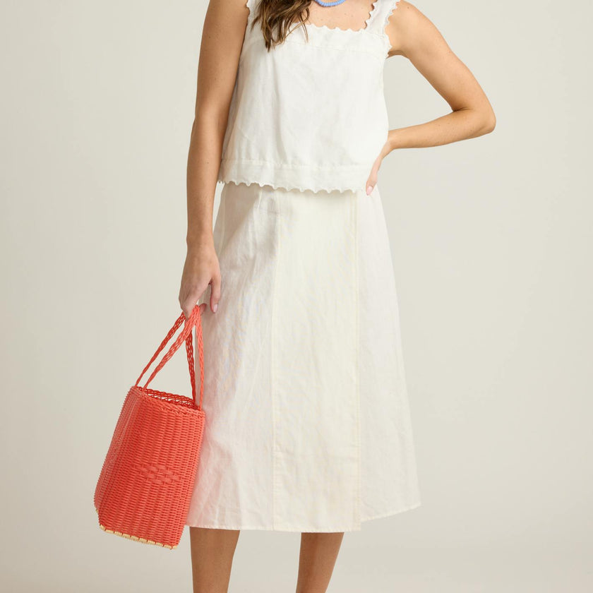 women's white linen wrap skirt