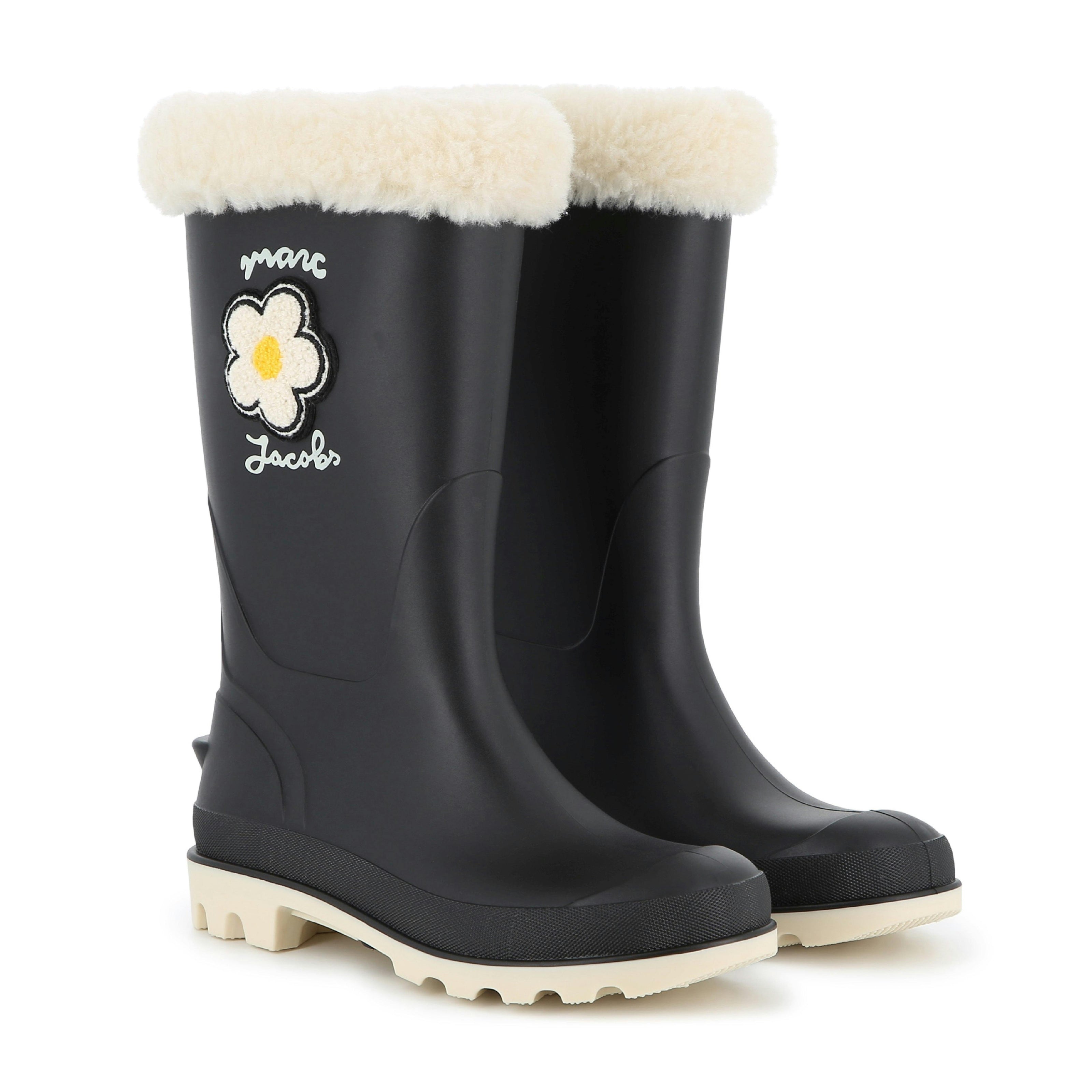 Black Daisy Rain Boots
