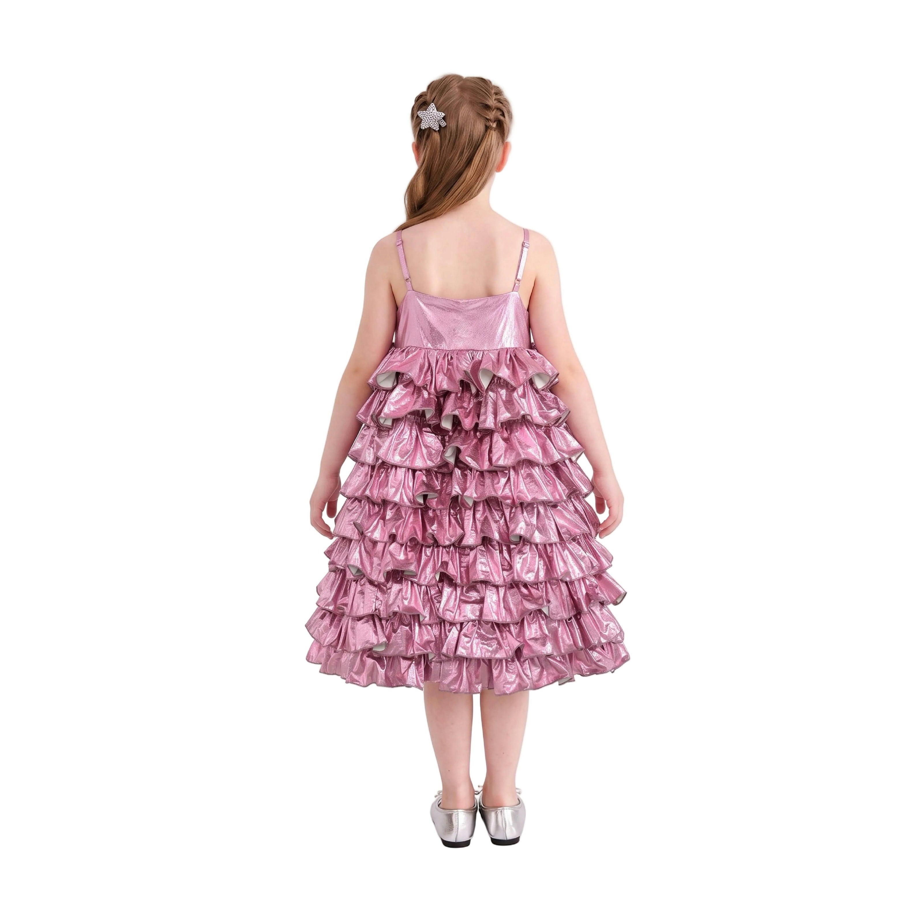 Pink Valeriane Tiered Ruffle Dress