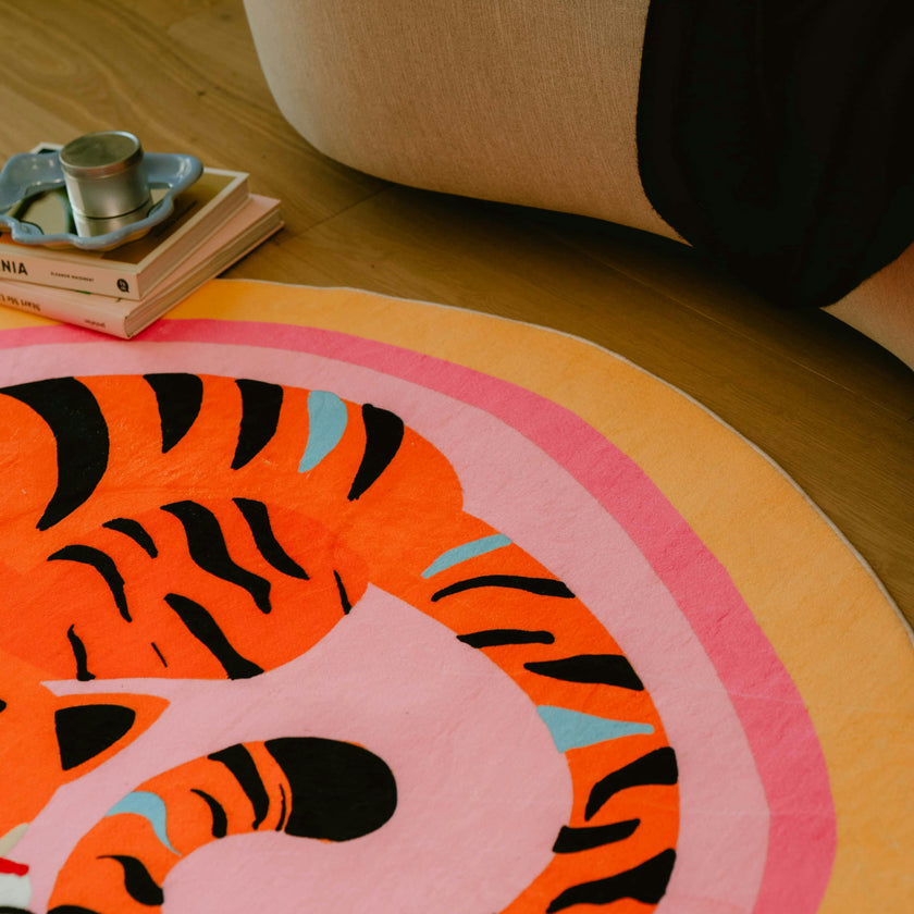 Oval Tiger Area Rug by Lu Yang