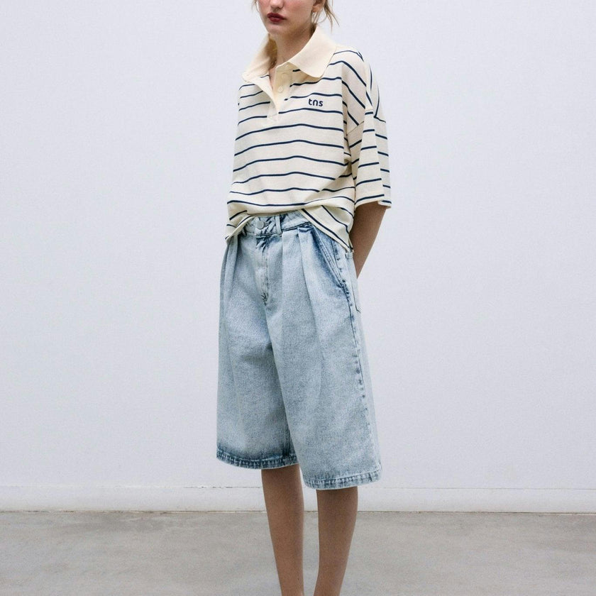 Acacia Woman Polo Ecru Stripes
