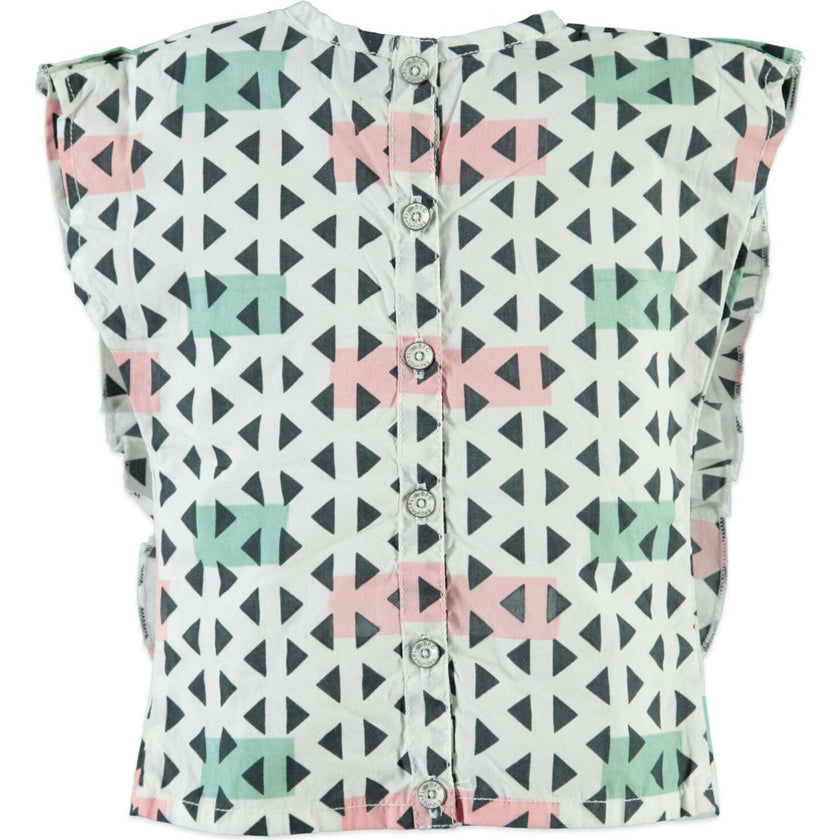 Geometric Ruffle Top