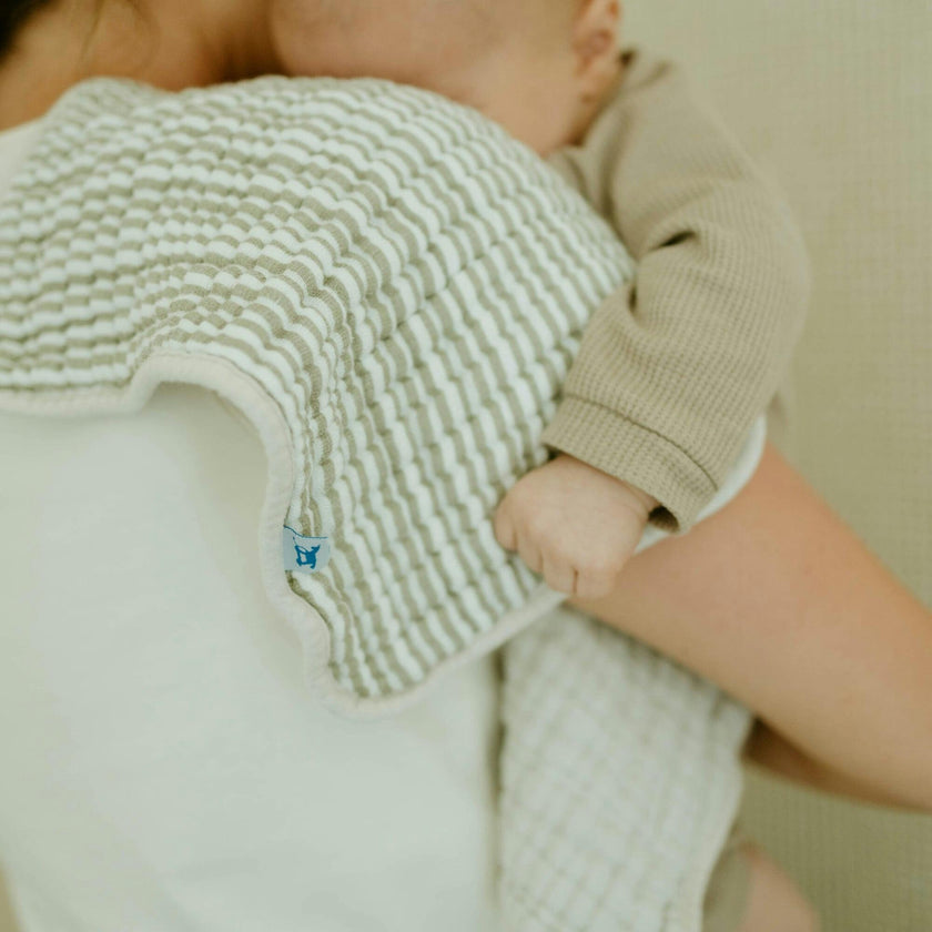 Cotton Muslin Burp Cloth - Grey Stripe