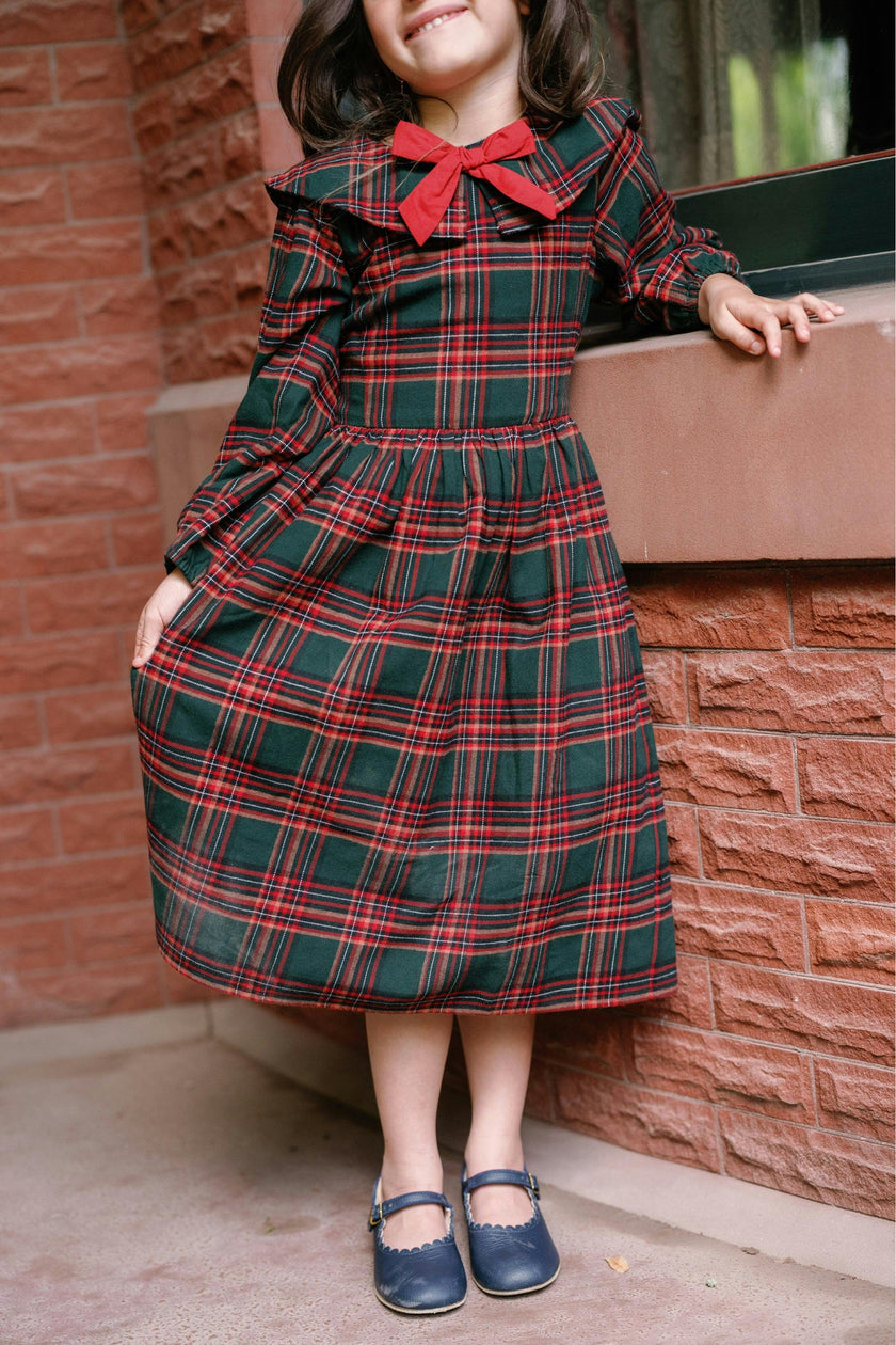 Mini Maisy Long Sleeve Dress in Evergreen Plaid